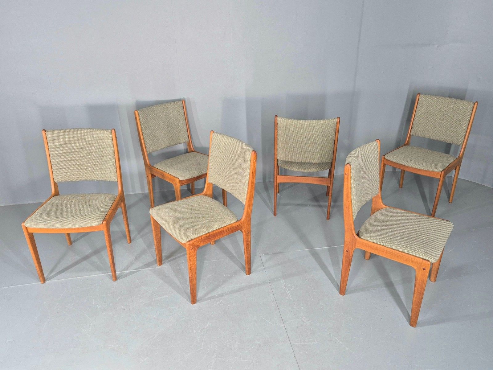 photo for sale 6 Vintage Uldum Dining Chairs Teak Frame 1970s Danish Retro New Seats Eb12166