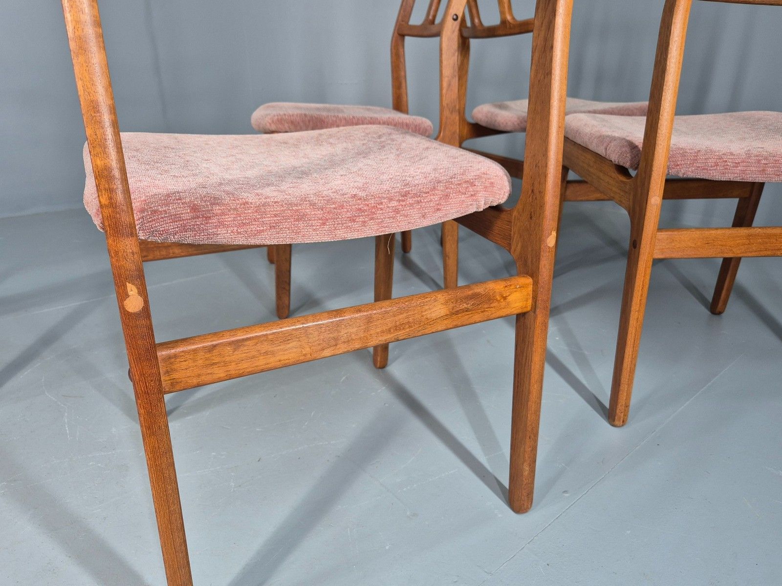 photo vinterior 6 Vintage Teak Dining Chairs 1970s Retro D Scan Brand New Upholstery Eb12160