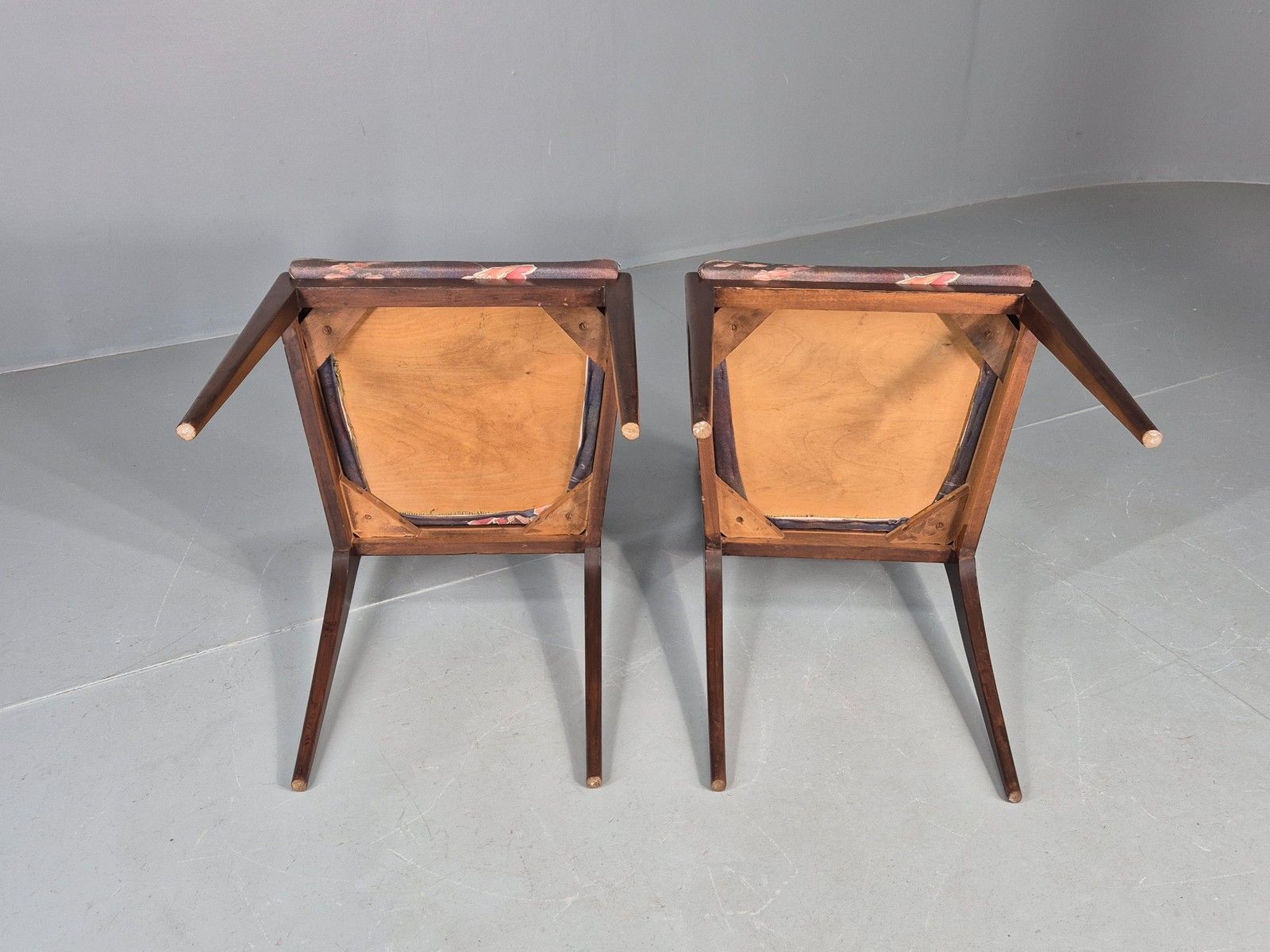 photo for sale 2 Vintage McIntosh Dining Chairs 1960s Retro Floral Upholstery Eb12177