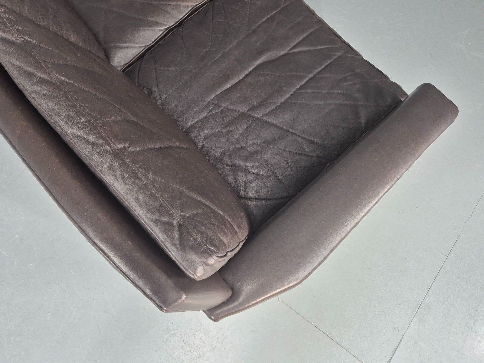 Furniture Vintage Mid Century 3 Seater Danish Brown Leather Sofa Retro 1960s Eb12261 photo