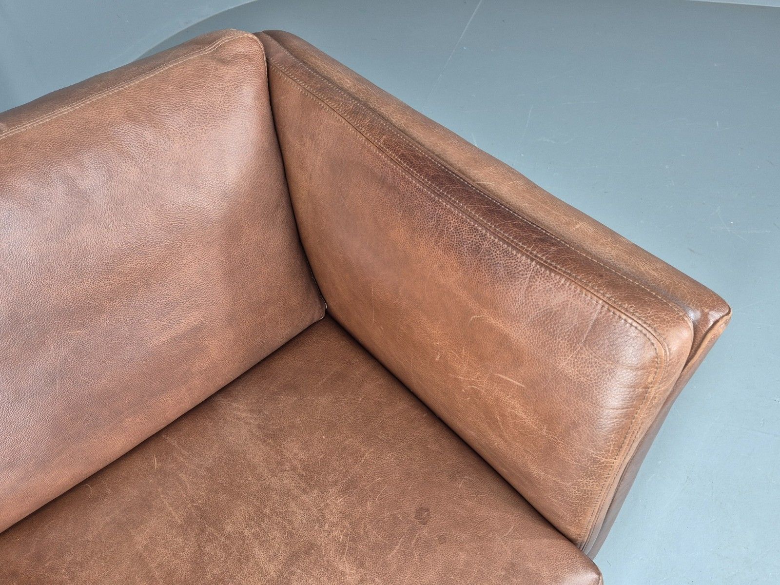 Vintage Mid Century 2 Seater Sofa Danish 1980s Leather Retro Eb11636 photo vinterior