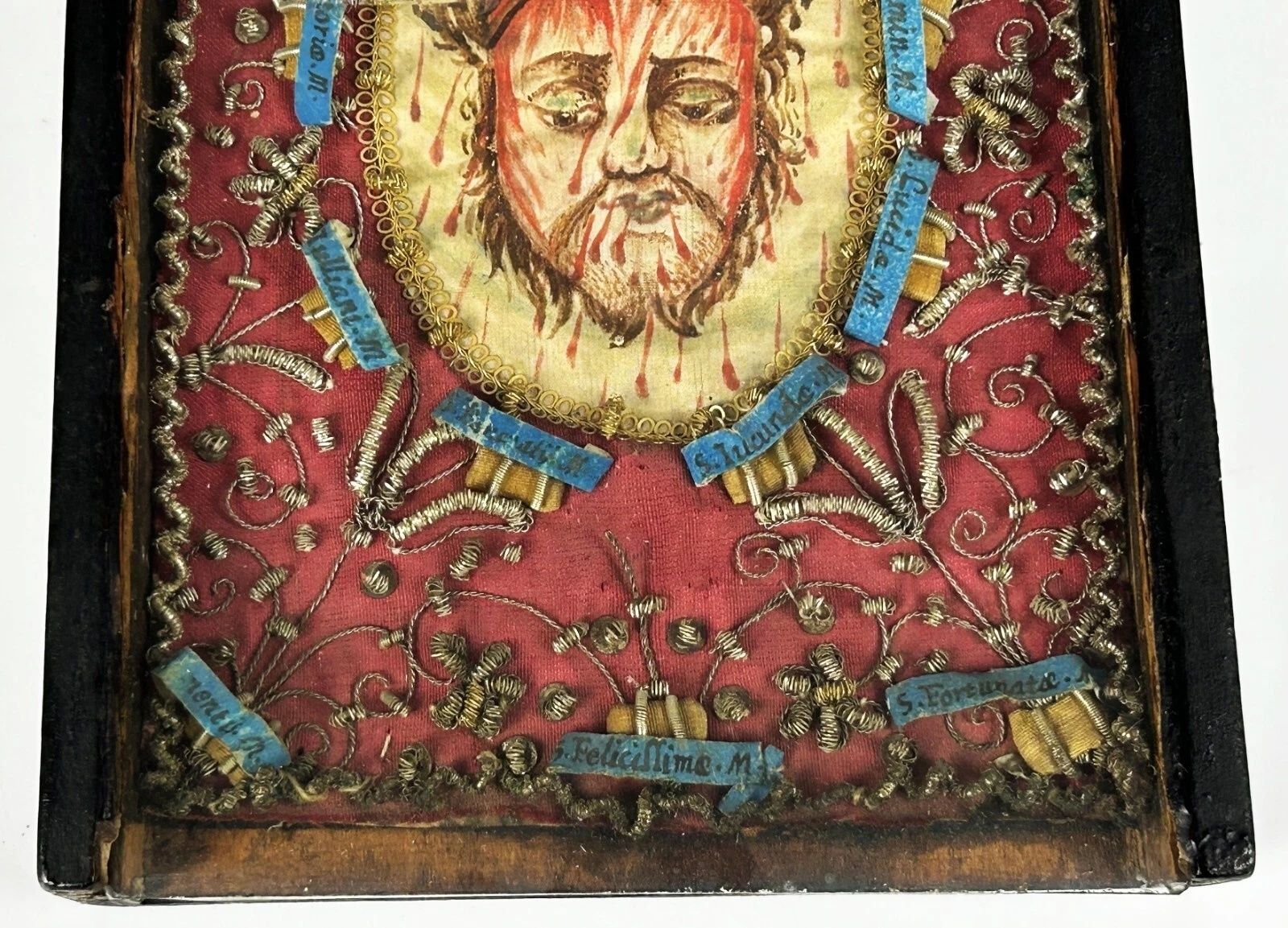 Early 1700s Multi Relic Catholic Reliquary | Named Saints & Martyrs | Ecclesiastical Devotional Art photo for sale