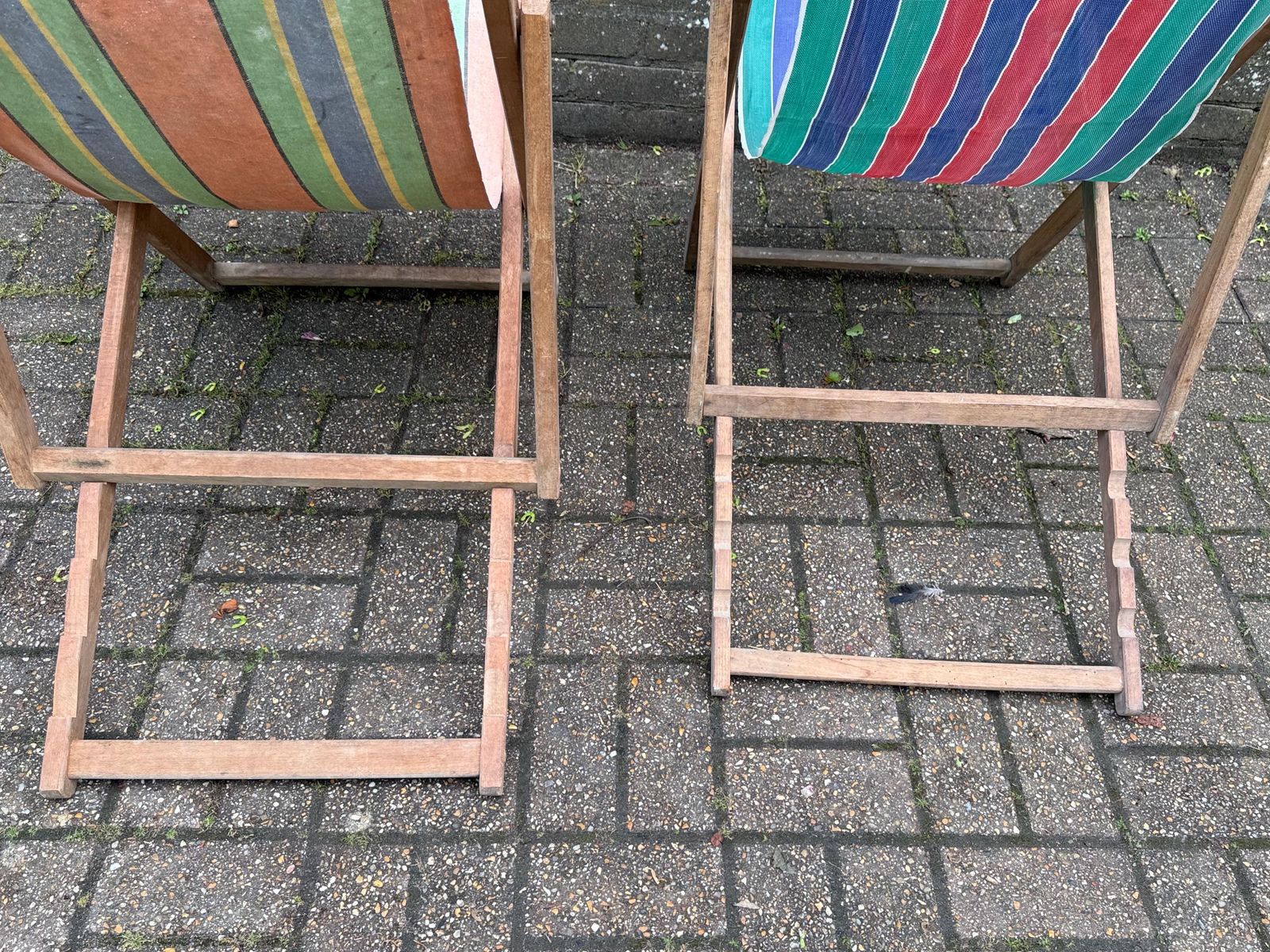 photo buy Pair Of Vintage British Wooden Deck Chairs Beach Chairs