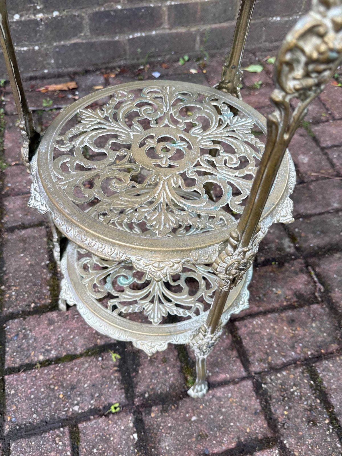 Authentic Victorian Ornate Brass Plant Stand Three Tier Display Stand photo buy