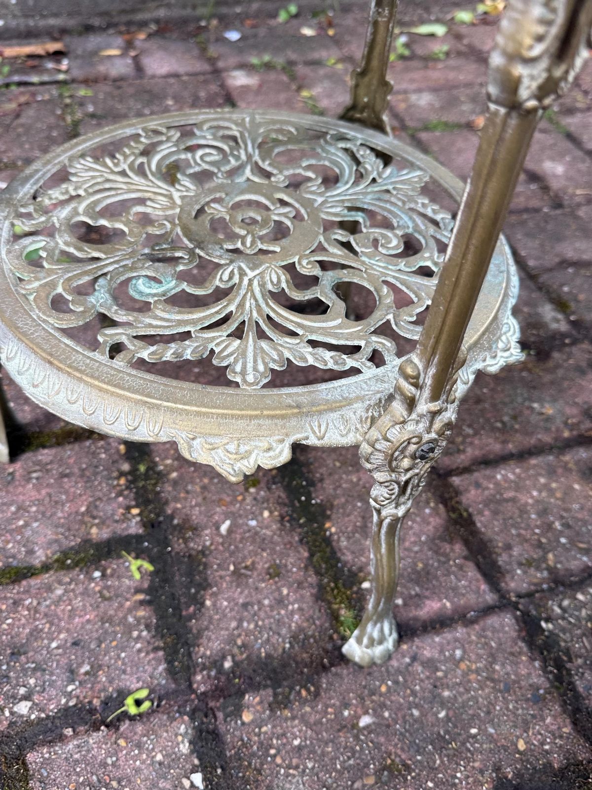 photo for sale Authentic Victorian Ornate Brass Plant Stand Three Tier Display Stand