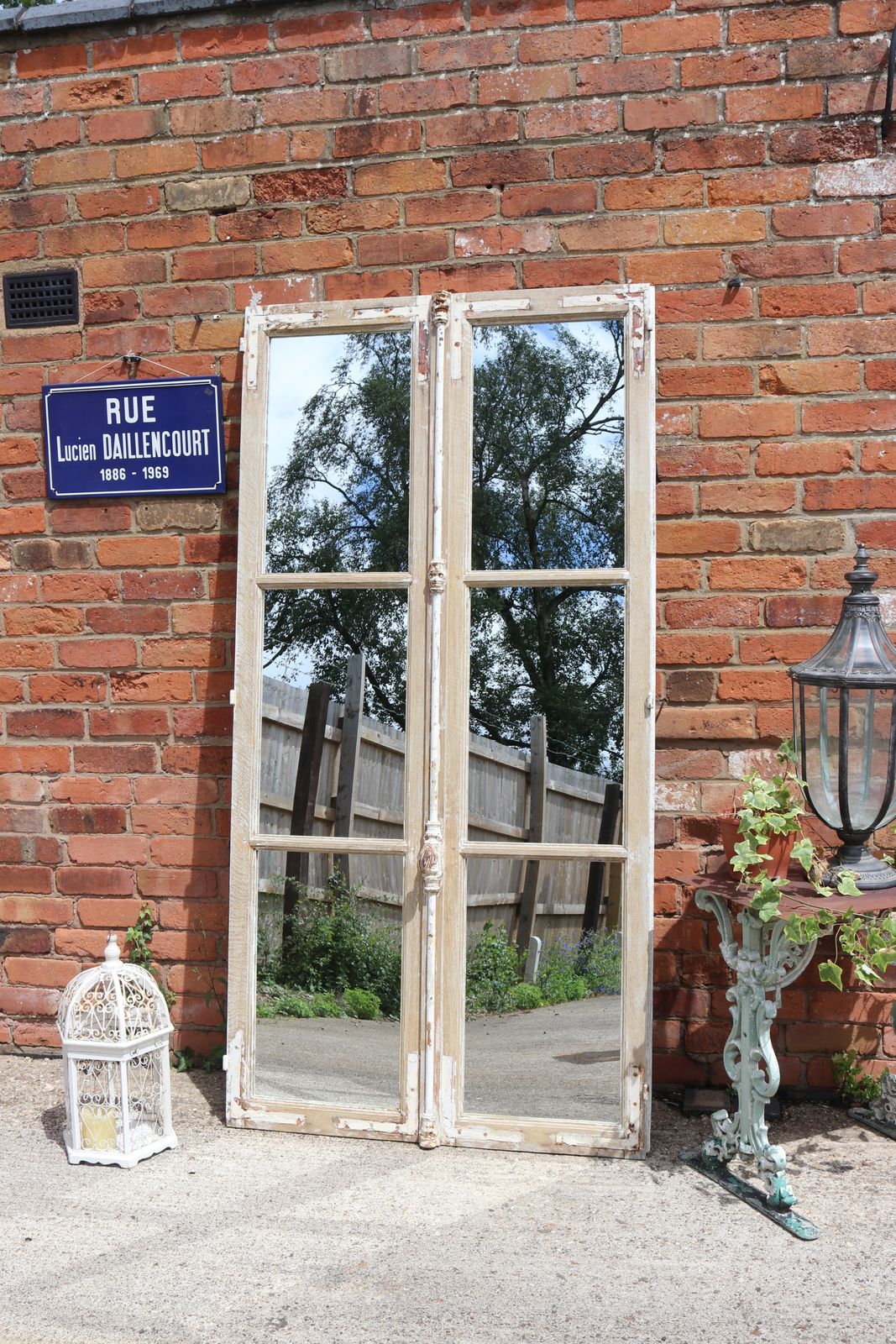Antique French Chateau Floor Standing Mirror Doors 202cm High
