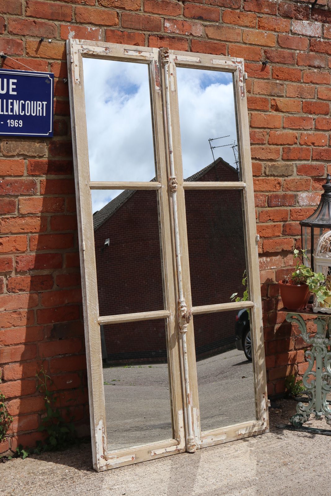 photo vintage Antique French Chateau Floor Standing Mirror Doors 202cm High
