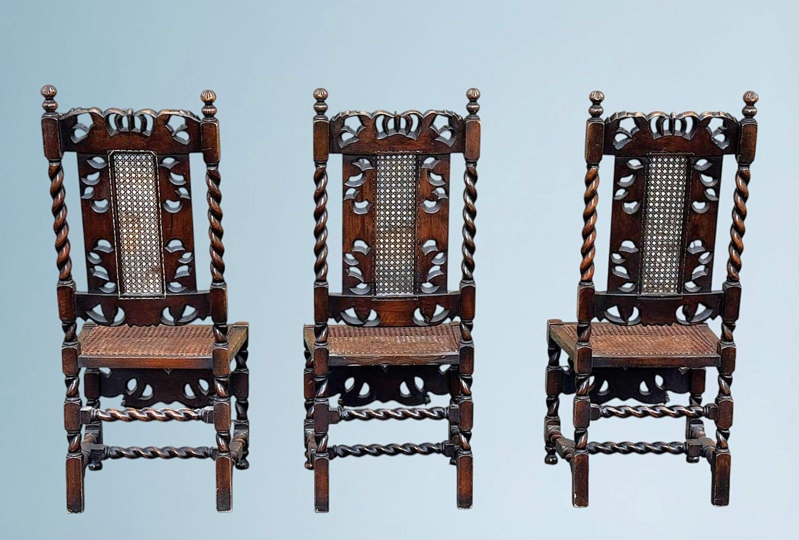 Antique Carved Walnut Jacobean Style Chair photo 145.0