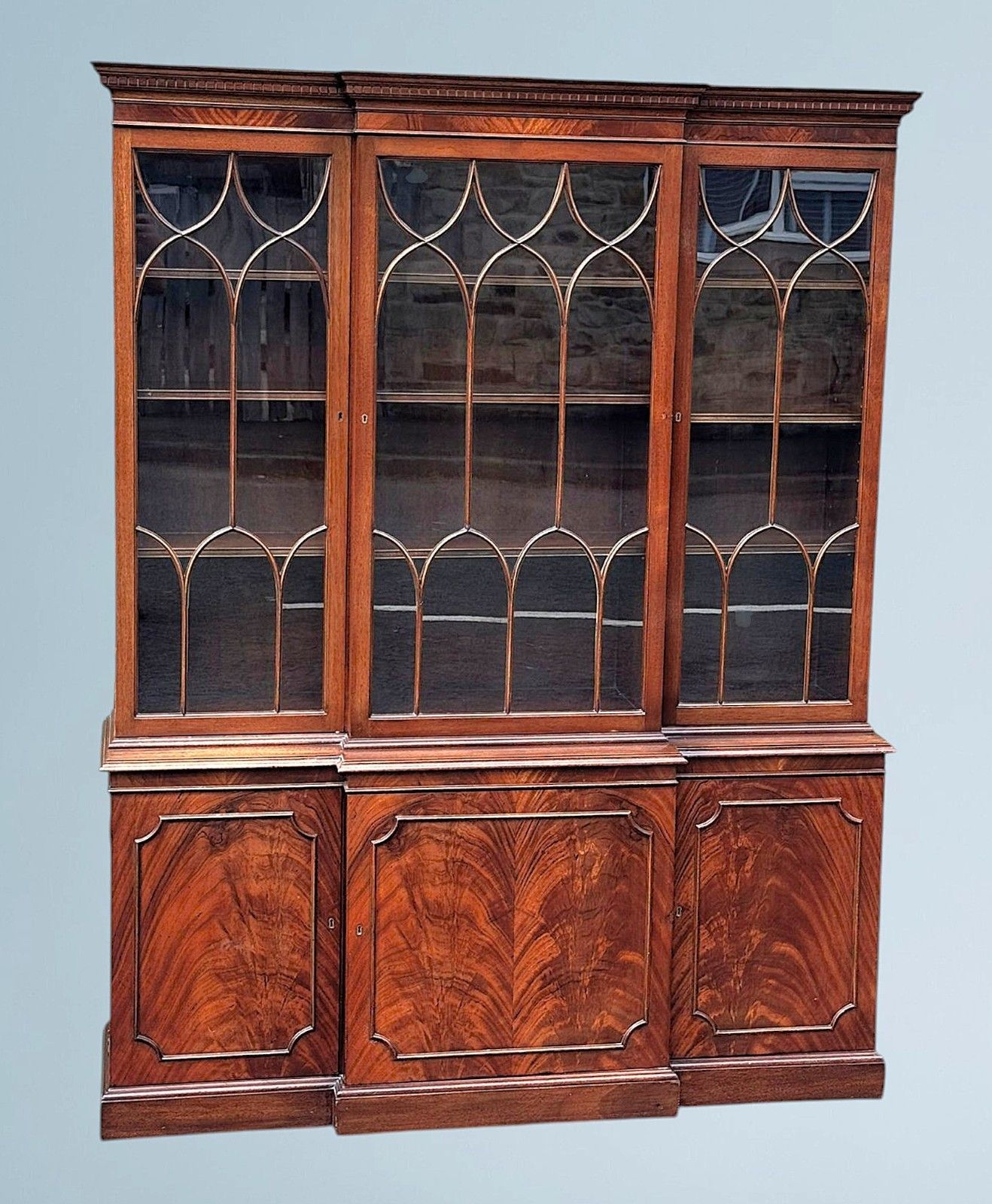 Mahogany Three Door Breakfront Bookcase photo furniture
