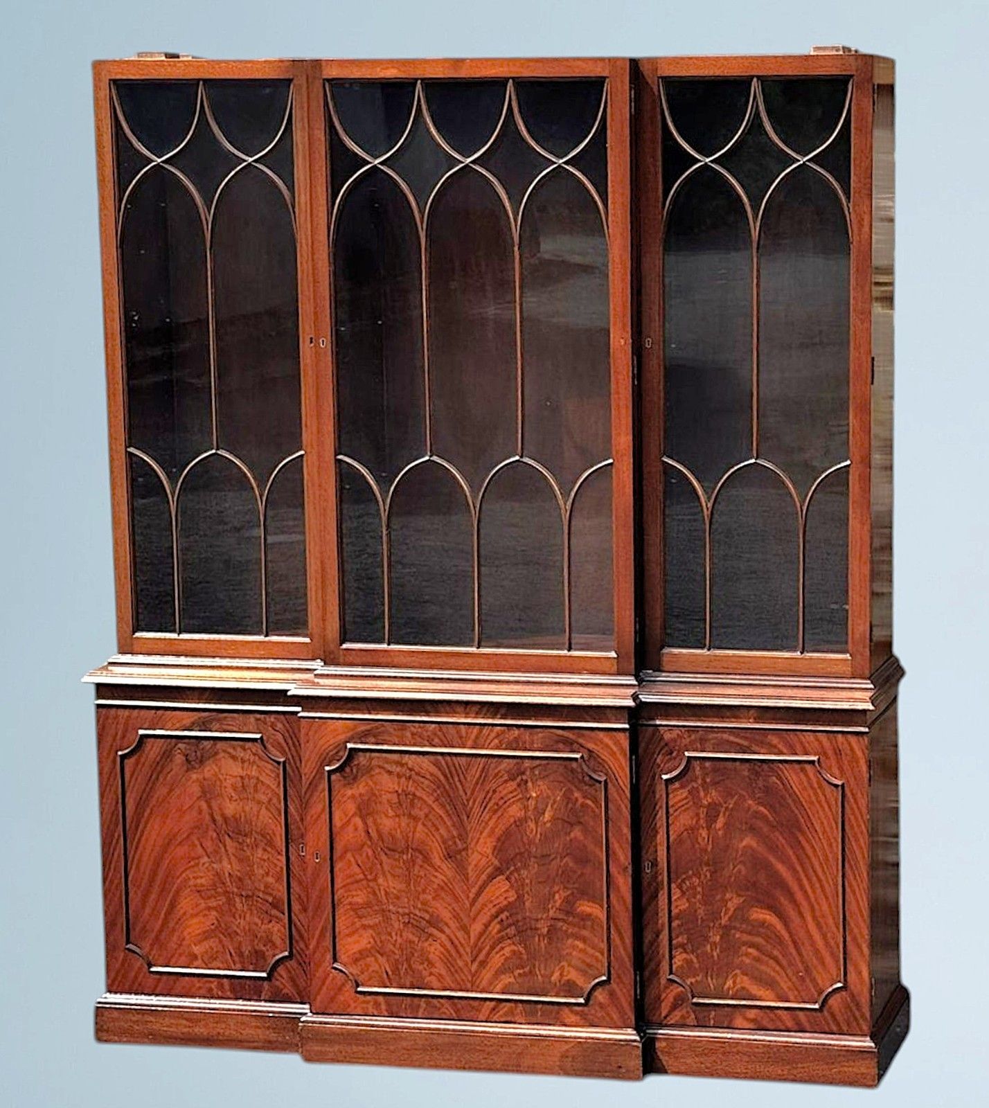 Mahogany Three Door Breakfront Bookcase photo vinterior