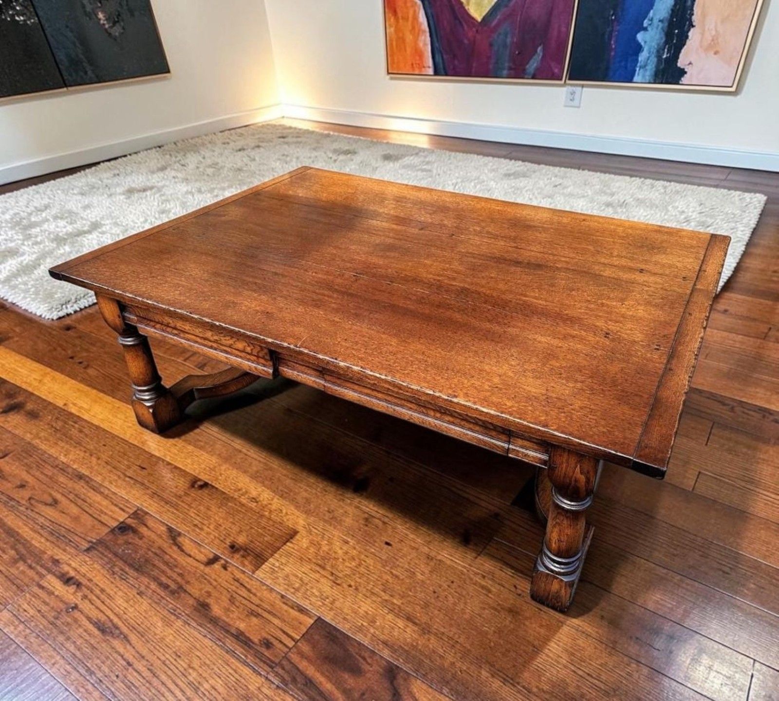 Large Oak Two Drawer Coffee Table
