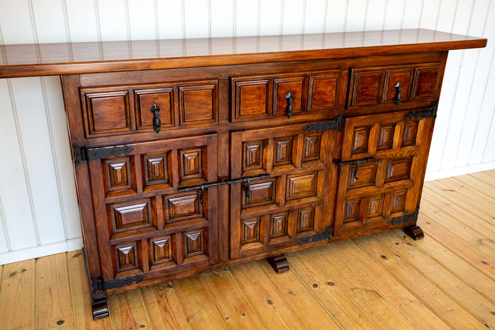 Furniture Spanish Sideboard Credenza Navarro Argudo Baroque Tuscan Mid Century Walnut Iron Brutalist Geometric Catalan photo
