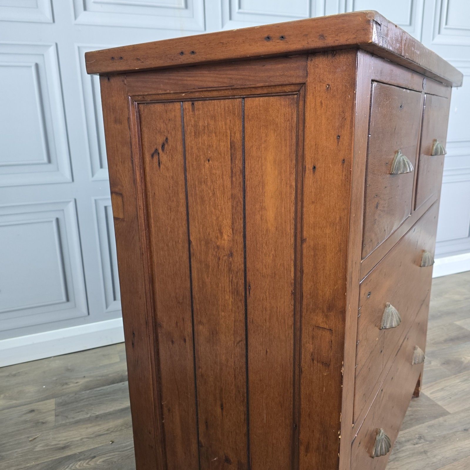 Rustic Chest Of Drawers Solid Wooden Irish Coast Reclaimed Pine Tallboy photo vintage