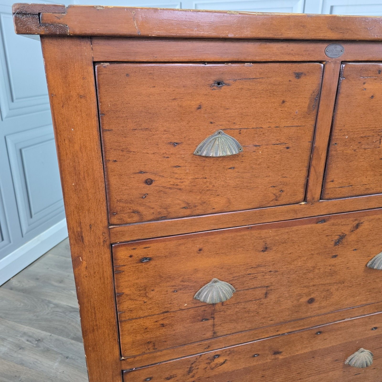 Furniture Rustic Chest Of Drawers Solid Wooden Irish Coast Reclaimed Pine Tallboy photo
