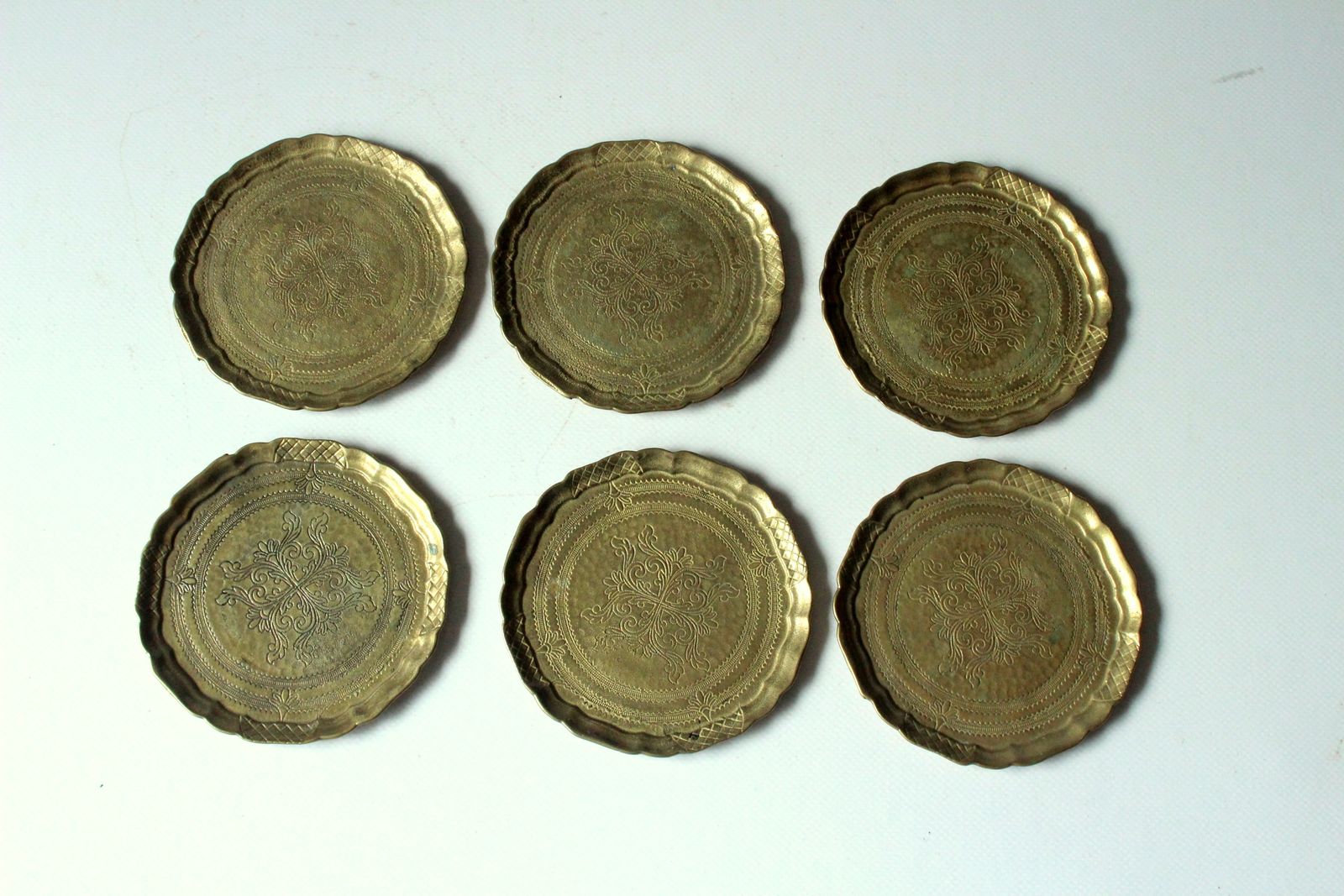 6 Design Massief Messing Onderzetters Als Set Vintage Uit De Jaren 60