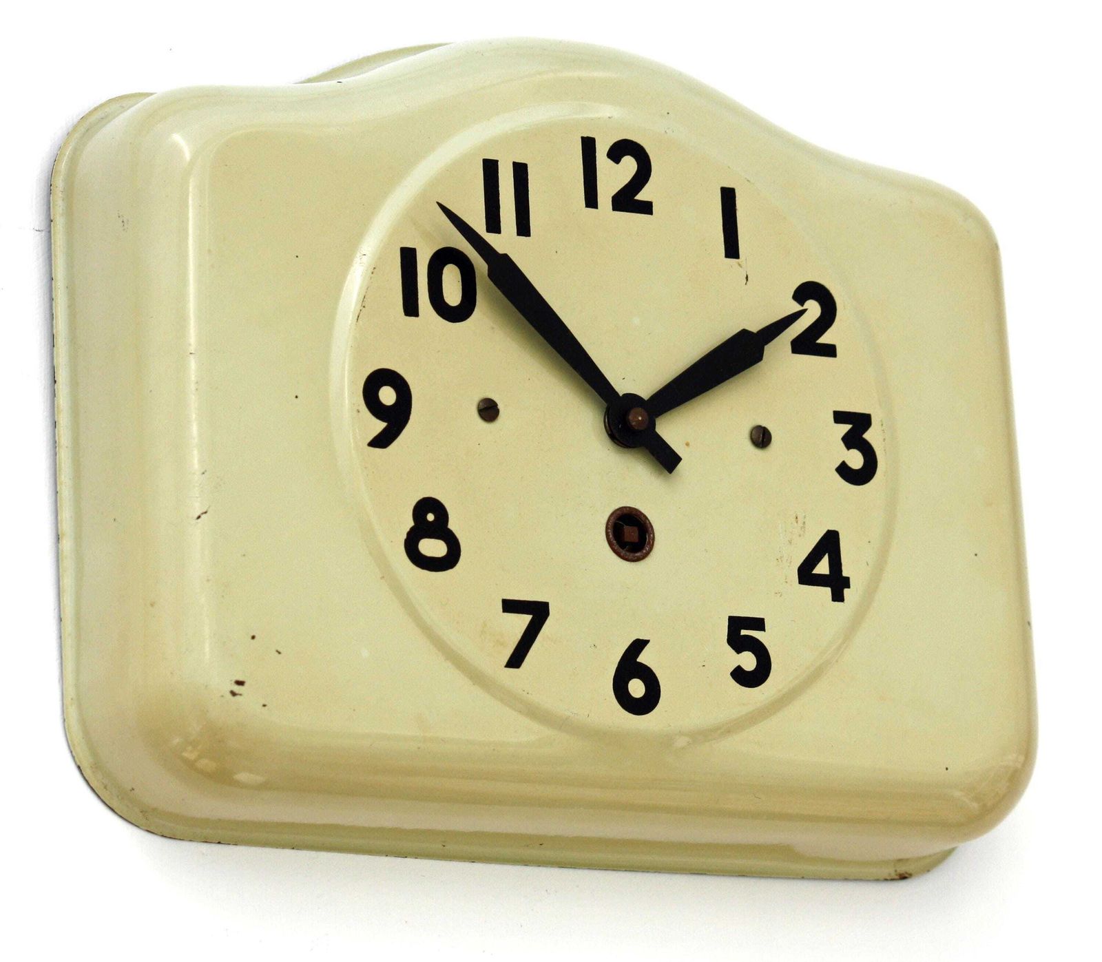 Vintage French Wall Clock   27cm Tin Metal Retro Shabby Chic Art Deco Clock Toleware Gift Off The Wall Clocks