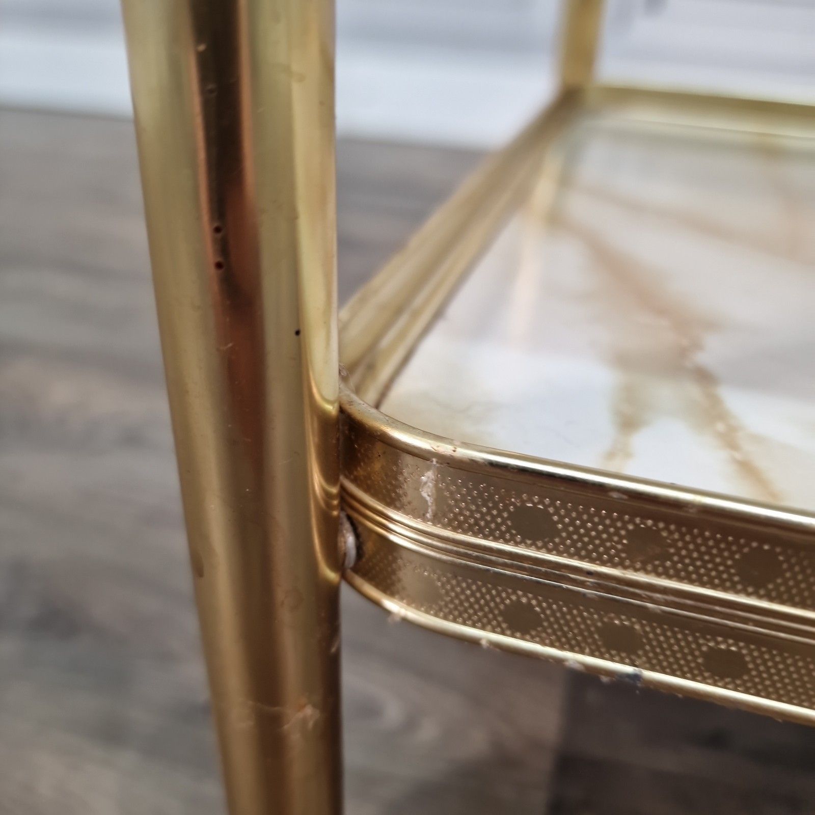 photo buy Vintage Drinks Tea Trolley Gold Metal Marble Effect Retro 3 Tier Serving Cart