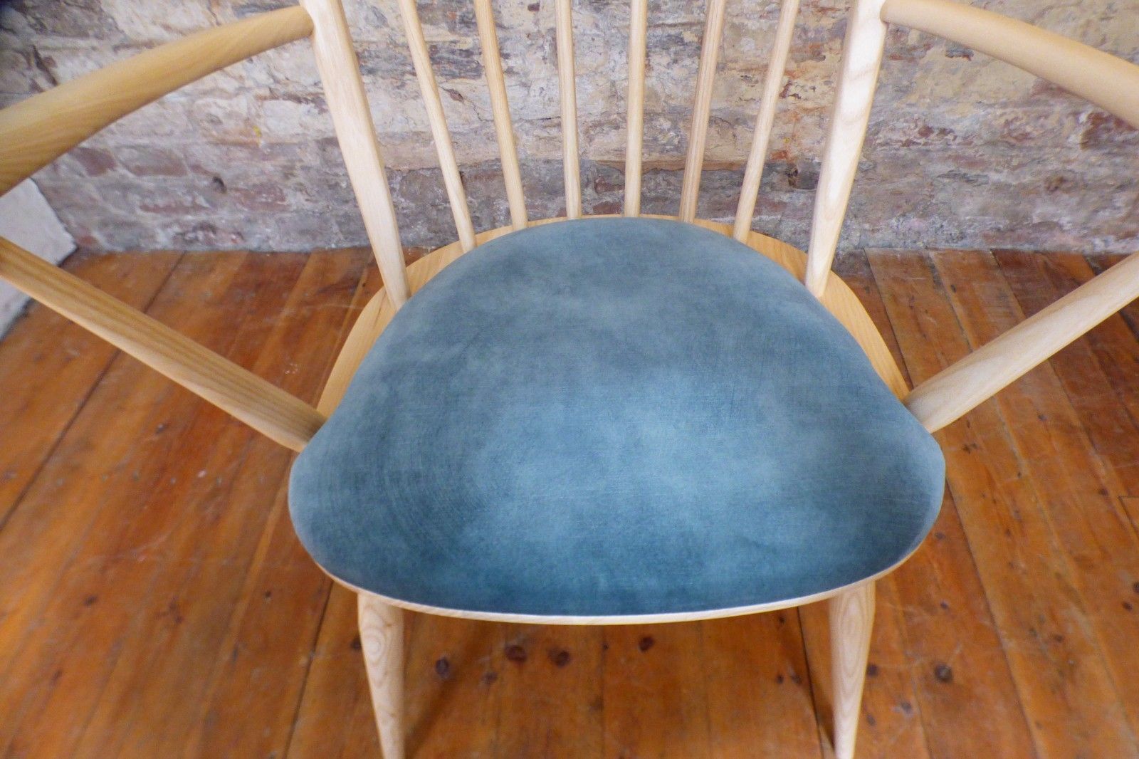 photo for sale Four Modern Upholstered Windsor Blonde Ash Ercol Dining Chairs Exc Uk Delivery