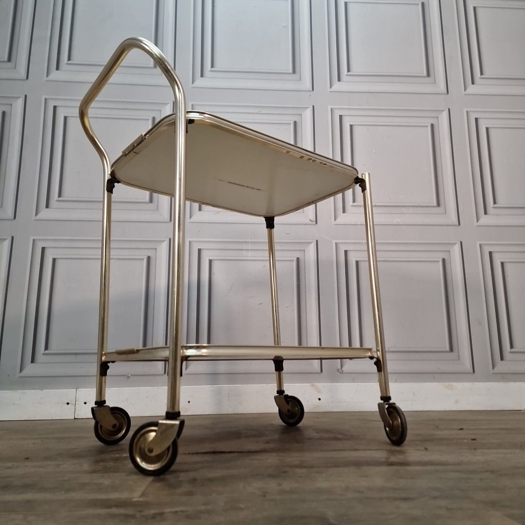 Vintage Drinks  Tea Trolley Brass Effect Serving Cart Retro Cocktail Trolley photo for sale