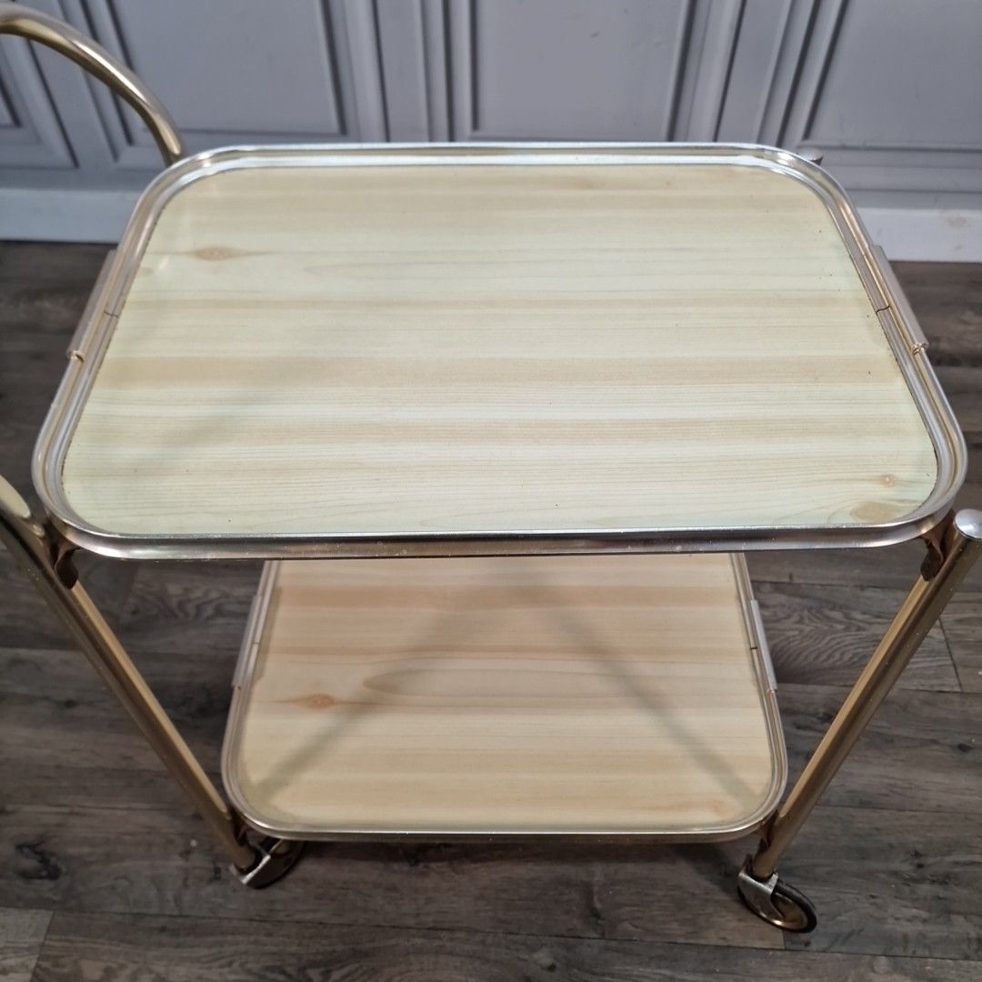 Vintage Drinks  Tea Trolley Brass Effect Serving Cart Retro Cocktail Trolley photo Furniture