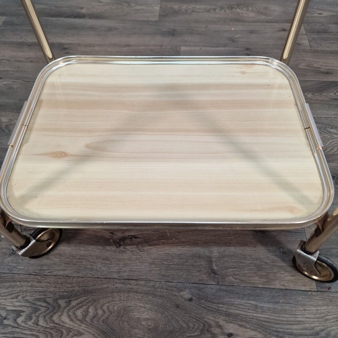 Vintage Drinks  Tea Trolley Brass Effect Serving Cart Retro Cocktail Trolley photo vinterior