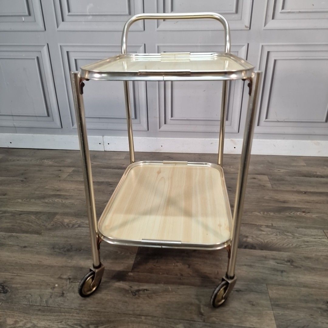 70.0 Vintage Drinks  Tea Trolley Brass Effect Serving Cart Retro Cocktail Trolley photo