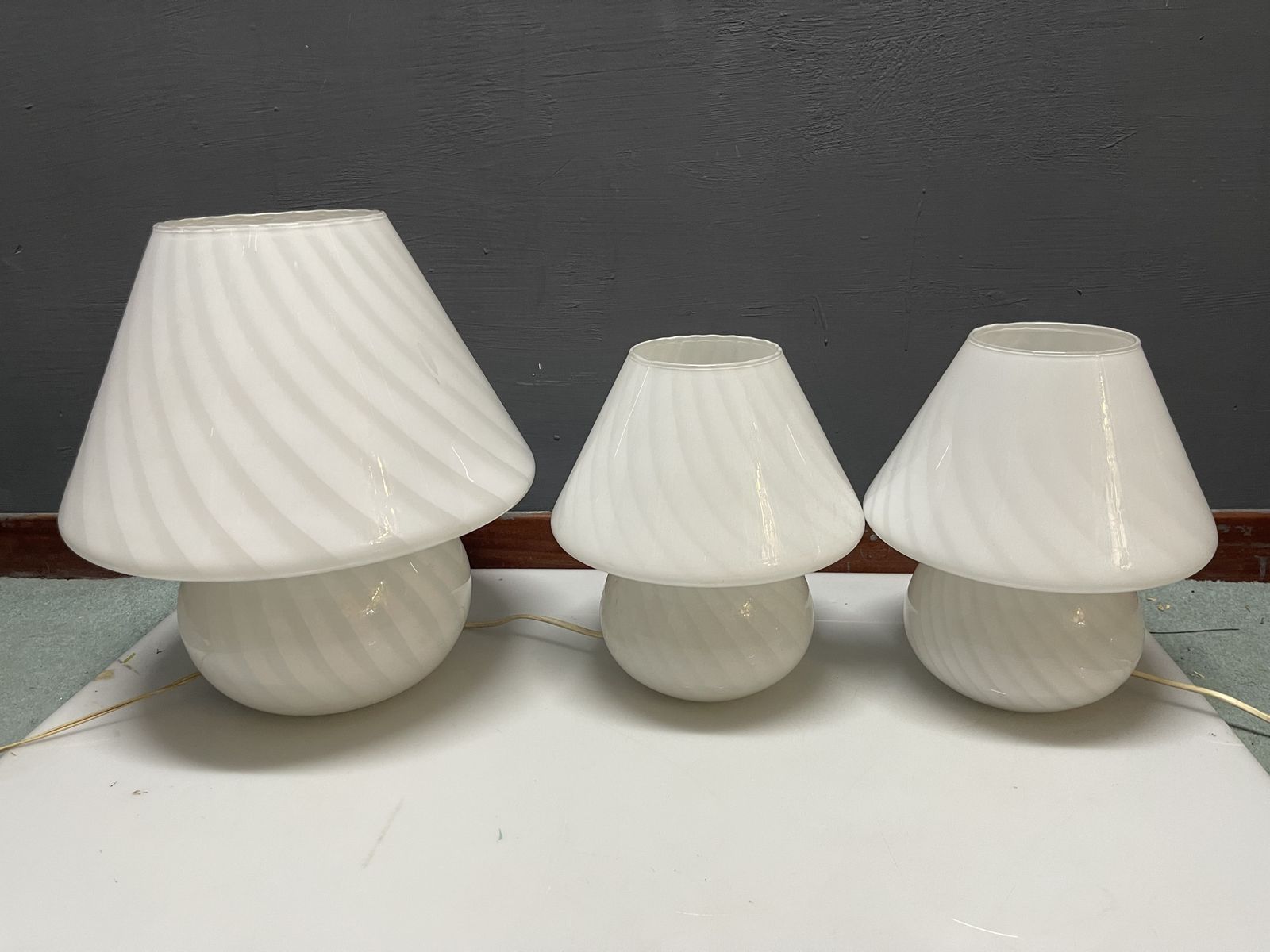 Murano Glass Mushroom Table Lamps Set Of 3 photo vinterior