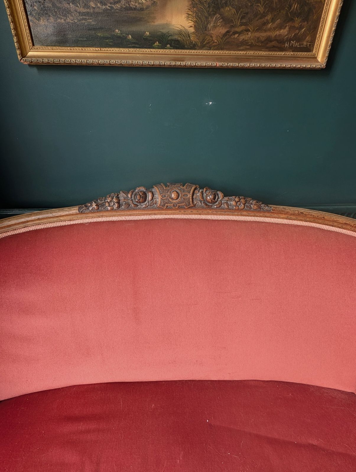 Antique French Louis XV Style Velvet Corbeille Sofa photo 250.0