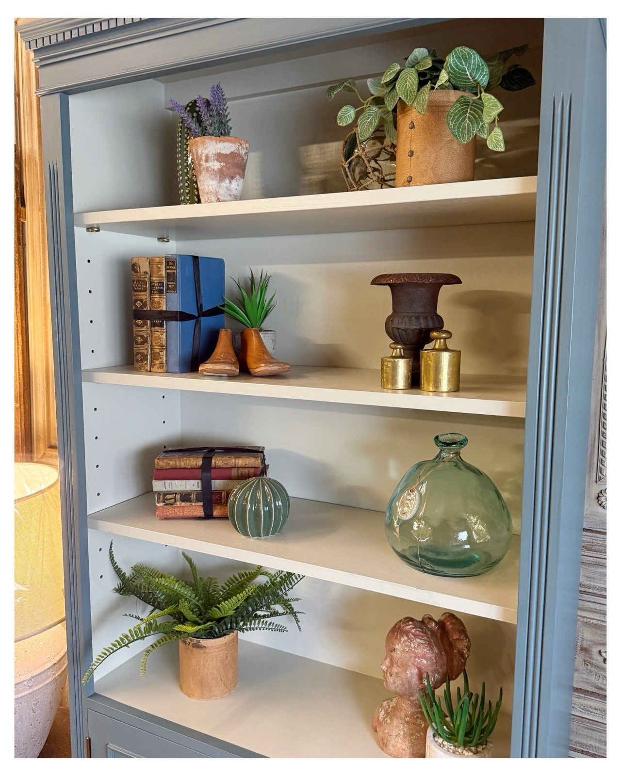 Tall Bookshelf /Bookcase With Cupboard In De Nimes By Farrow And Ball photo Furniture