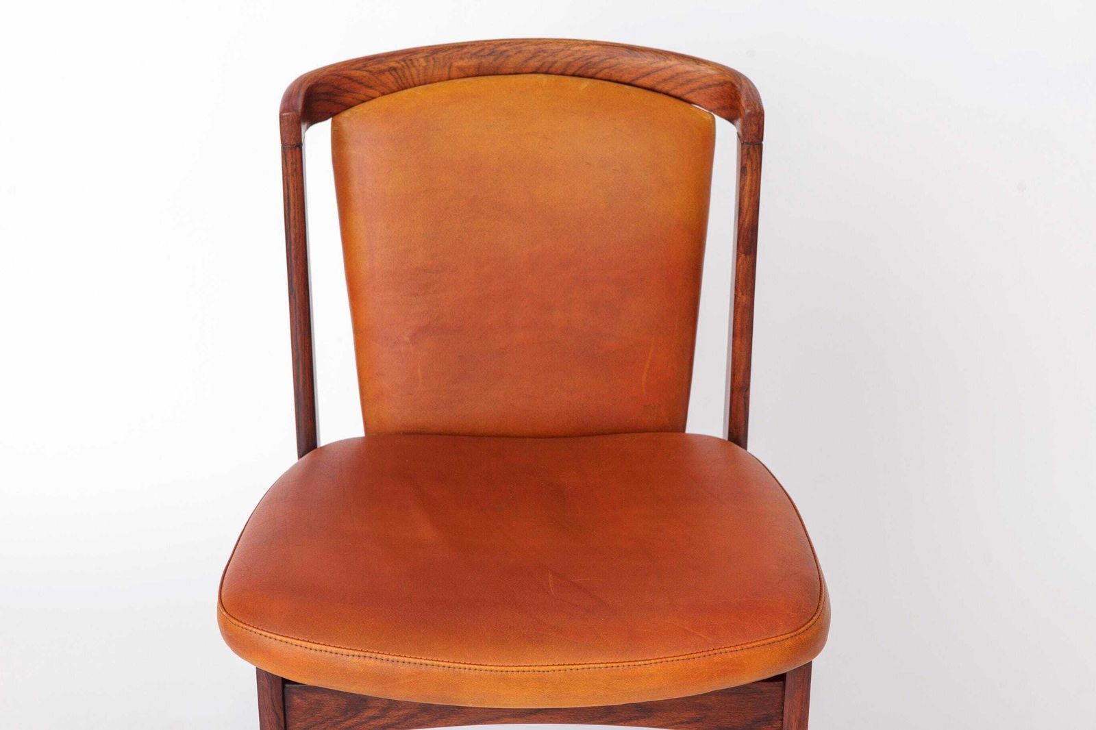 Set van 4 Erik Buch palissander eetkamerstoelen – cognackleurig leer – Deens mid-century modern, jaren 1960 photo buy