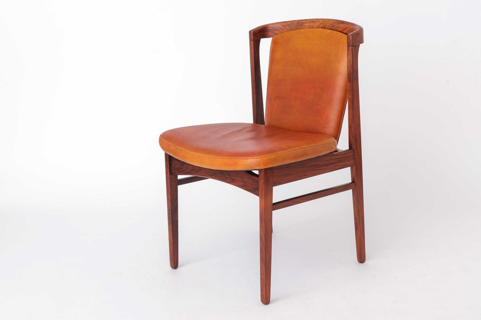 Set Of 4 Erik Buch Rosewood Dining Chairs Cognac Leather Danish Mid Century Modern 1960s photo vintage