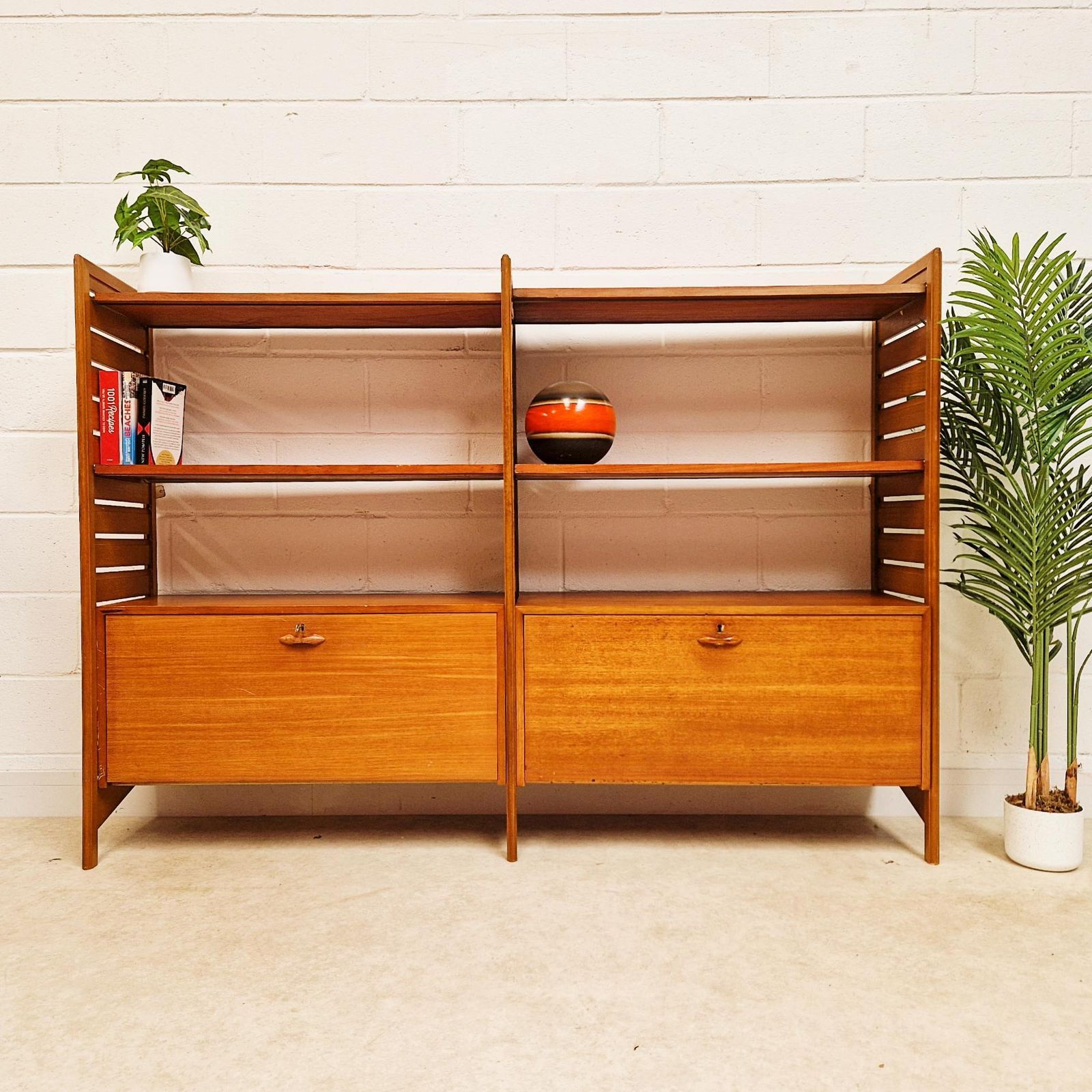 Staples Ladderax Vintage Mid Century 1960s Danish Design 2 Bay Cabinet Shelf Modular System Pg215