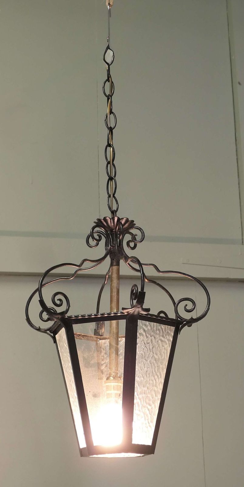 Wrought Iron Arts & Crafts Lantern This Impressive Piece Is Made In Glass photo furniture