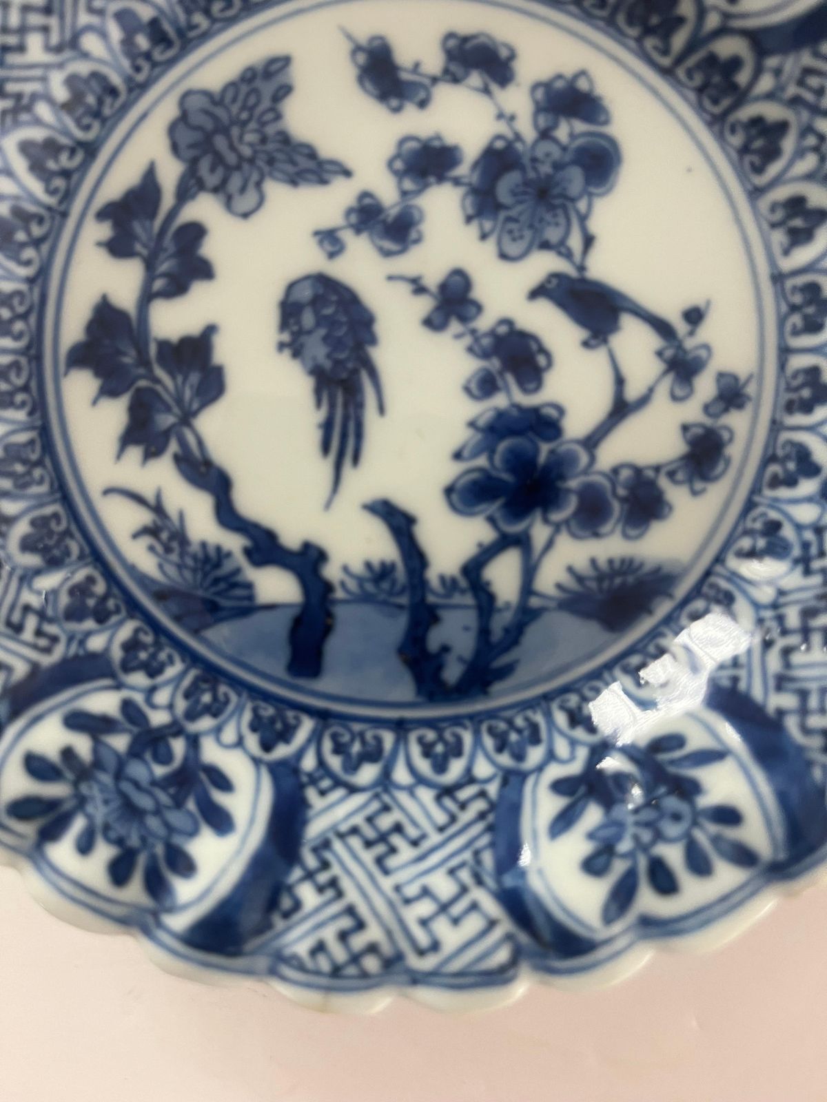 Kangxi Period Blue And White Porcelain Saucer Dish, Fungus Mark, Circa 1700 photo buy