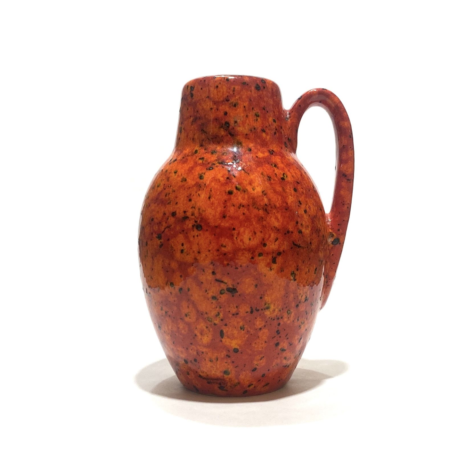Scheurich Keramik 414 16 Vase In Orange & Red Fire Glaze, 1970 West German Pottery