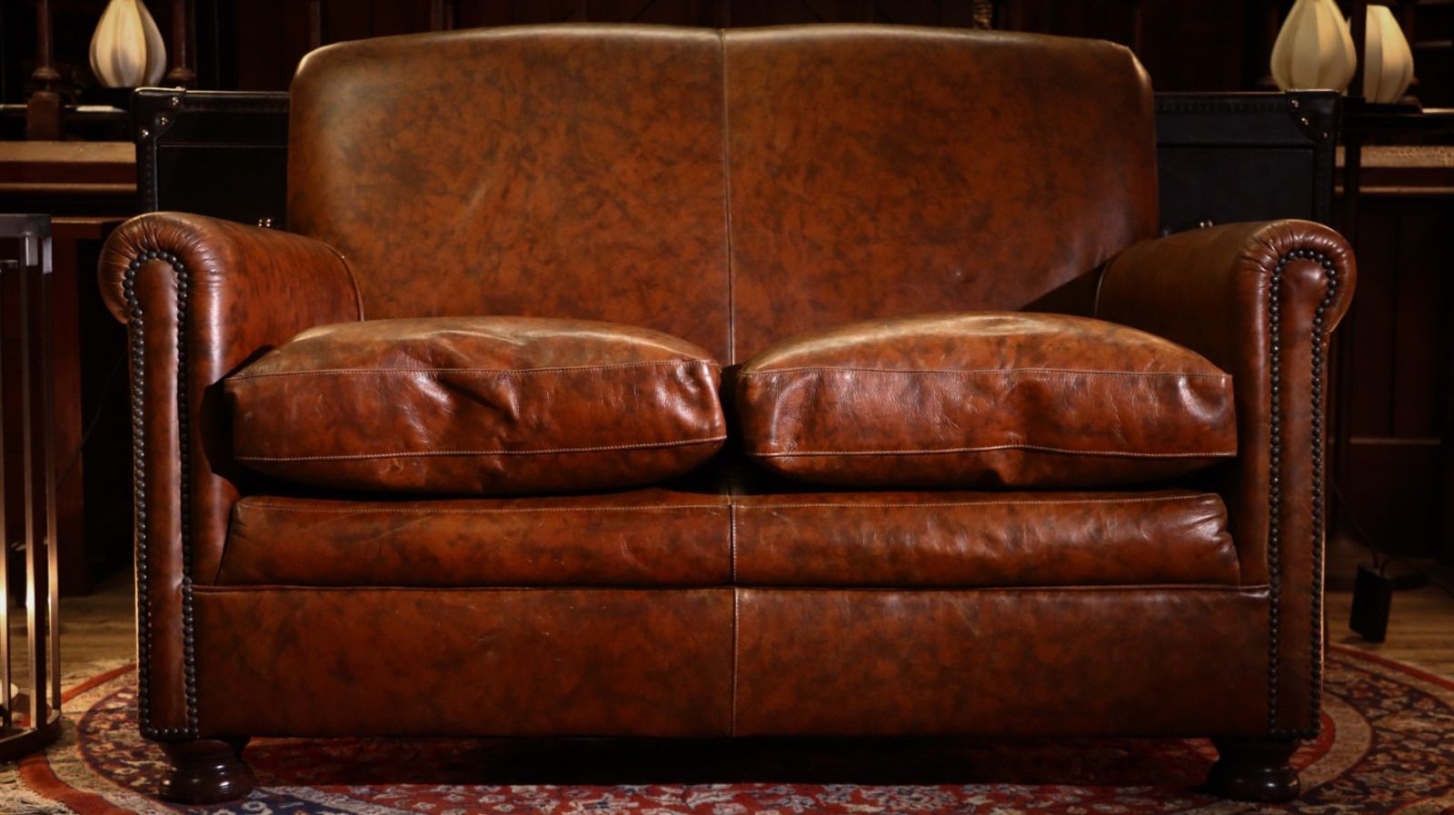 Stunning Tetrad Prince Midi 2 Seater Leather Club Small Sofa Brompton Tan 🚚🇬🇧 photo buy