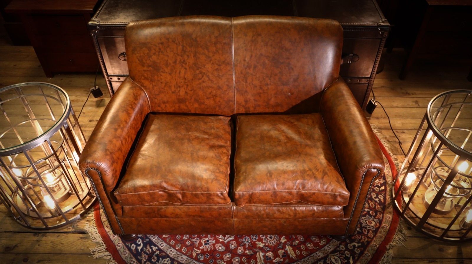 Stunning Tetrad Prince Midi 2 Seater Leather Club Small Sofa Brompton Tan 🚚🇬🇧 photo vintage