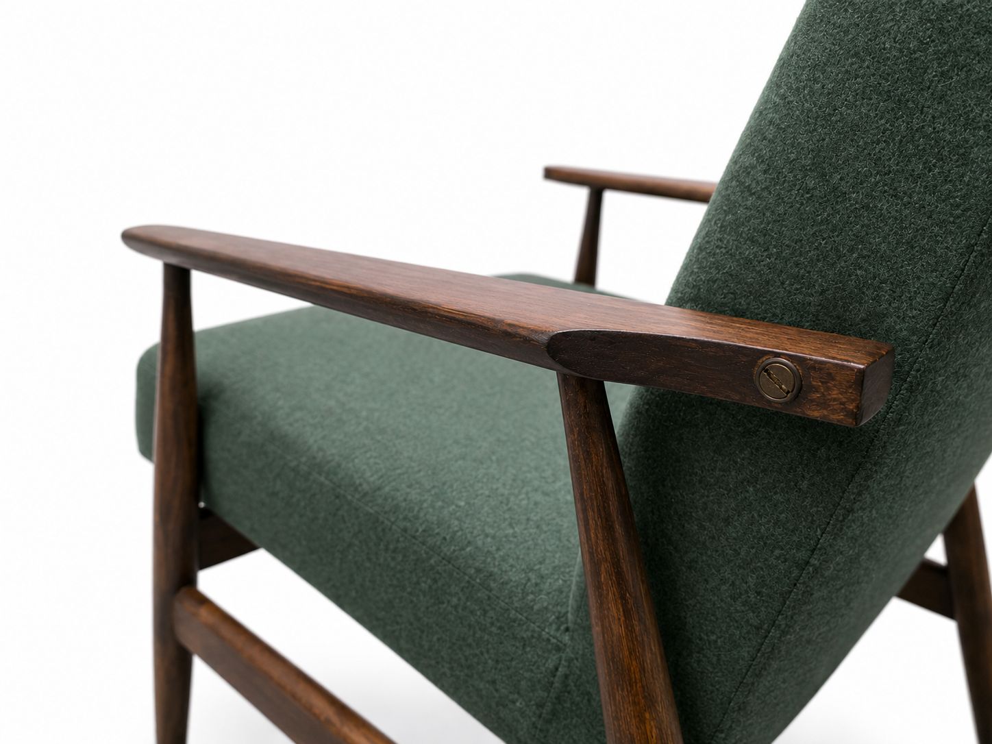1960 Henryk Lis Mid Century Armchair In Green Tweed photo Furniture