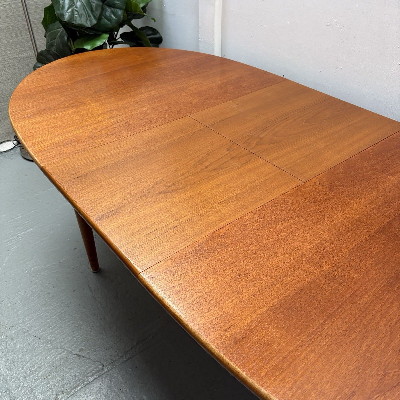 Furniture Compact Midcentury Oval Extending Teak Dining Table By Jentique C.1960s photo