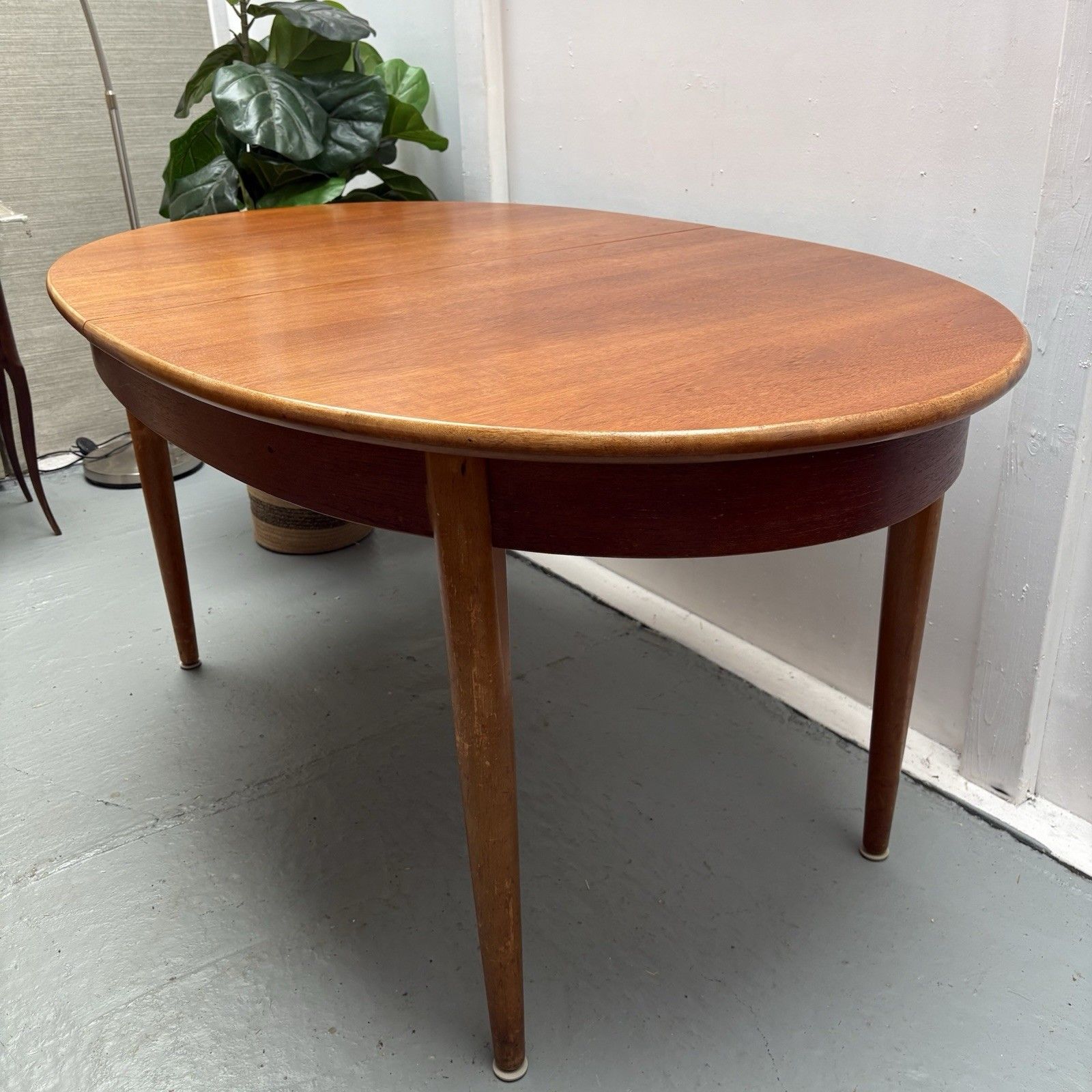 photo buy Compact Midcentury Oval Extending Teak Dining Table By Jentique C.1960s