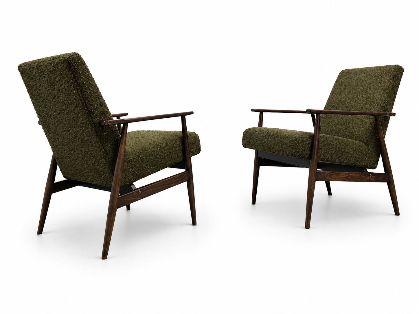 1960 Henryk Lis Armchair In Dark Green Boucle