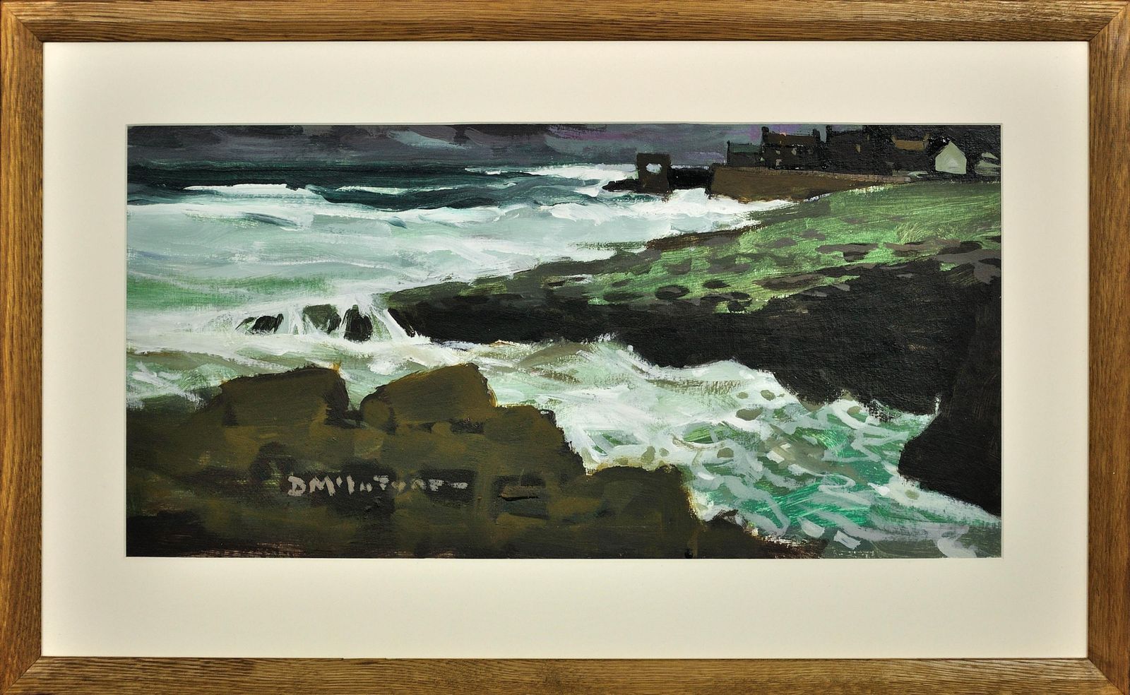 Donald McIntyre 1923 tot 2009. Engels. Craster From North. Northumberland. Olieverf op paneel. Ingelijst.
