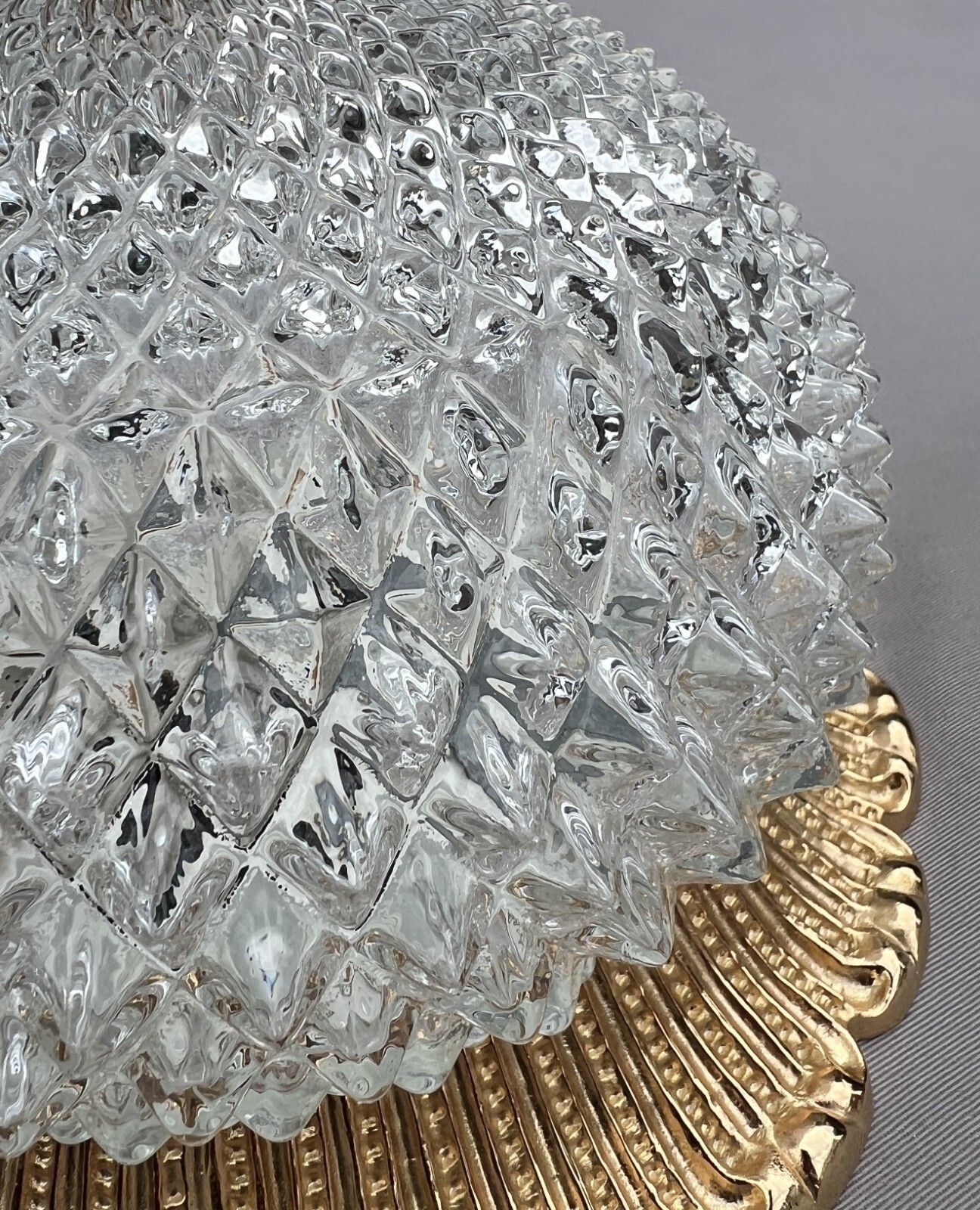 Ceiling Lamp Vintage French Brass Pressed Crystal Pendant Chandelier Lot 6001 photo Lighting