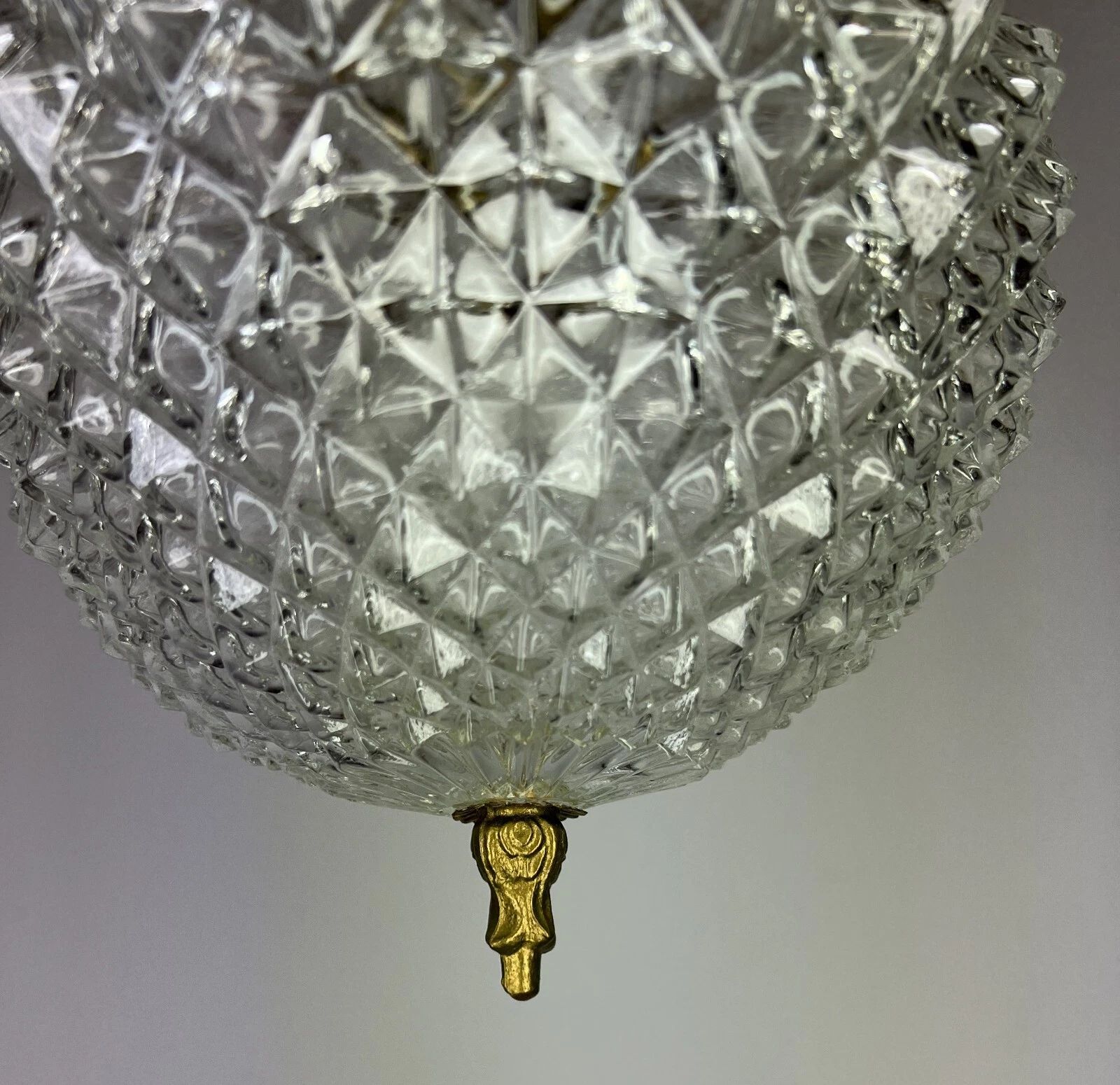 Ceiling Lamp Vintage Style Brass And Pressed Crystal Pendant Chandelier Lot 5253 photo Lighting