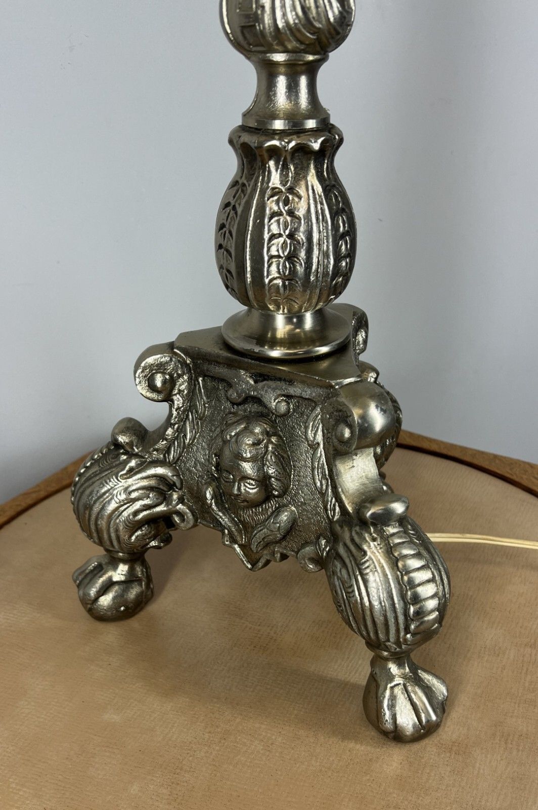 Lamp Vintage French Style Brass Ornate Table Lamp With Shade Lot 3020 photo buy
