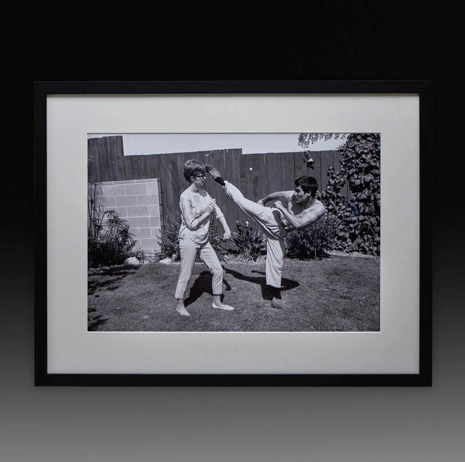 Bruce Lee And Linda Lee Training Together   Framed Ex Exhibition Print