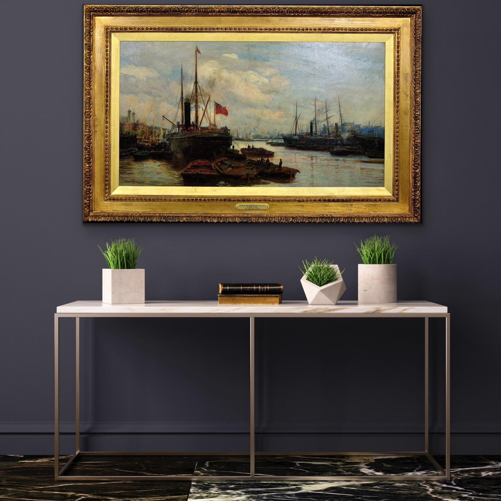 The Upper Pool River Thames 1880s Maritime London Docklands, ingelijst olieverfchilderij photo buy