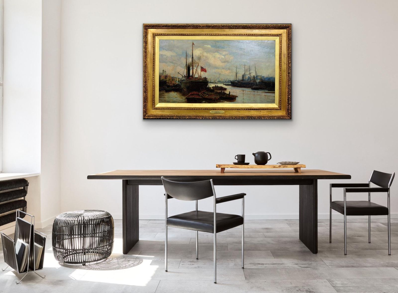 Kunst The Upper Pool River Thames 1880s Maritime London Docklands, ingelijst olieverfchilderij photo
