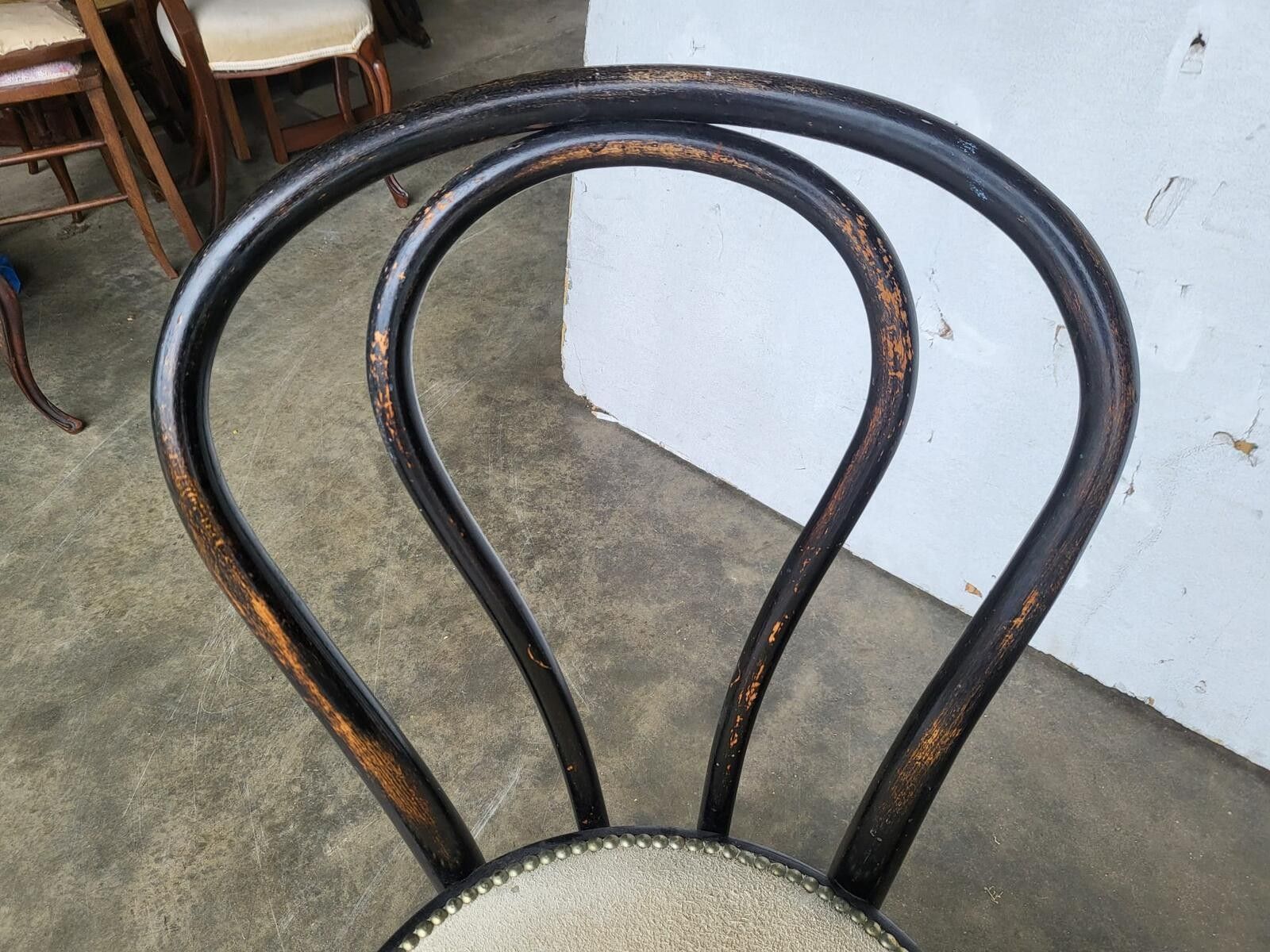 Pair Two Thonet Bentwood Bistro Chairs No18 Suede Seats photo furniture