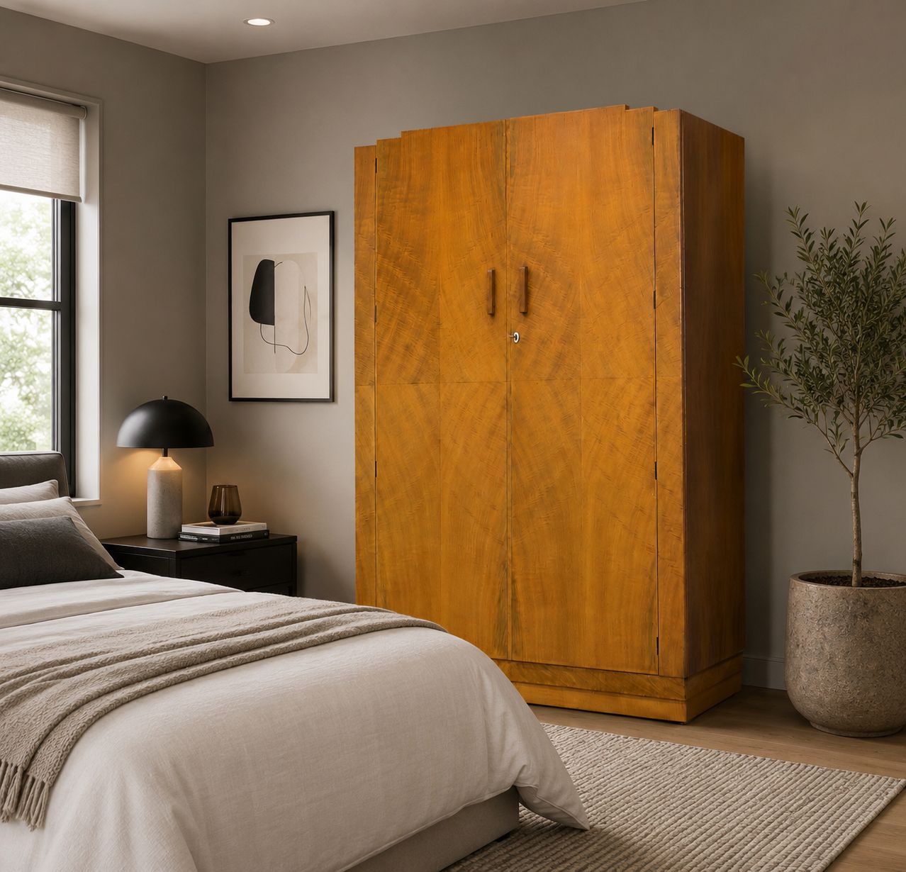 Vintage Art Deco Walnut Wardrobe, 1930s #1786 photo furniture